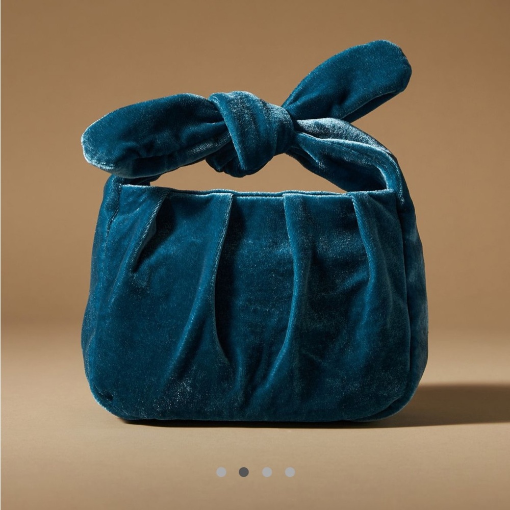 Anthropologie Blue Velvet Knot Bag